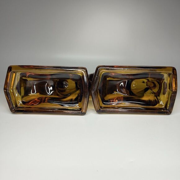 Vintage Rare L.E. Smith Amber Satin Glass Rearing Horse Bookends Pair Of 2 MCM - Picture 7 of 13